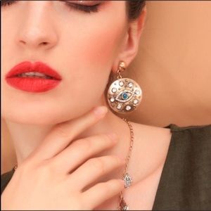 🌈3/25$ Trendy Hammered Gold Evil Eye Earrings